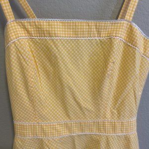 London Times Yellow Gingham Summer Dress with white details | Size 6